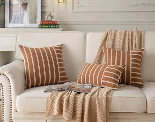 Boho Throw Pillow Covers 12x20 Set of 2 Soft 12" x 20" (Pack of 2) Brown