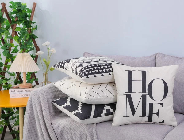 Set of 4 Decorative Throw Pillow Covers 18x18 Inch for Couch, Black and