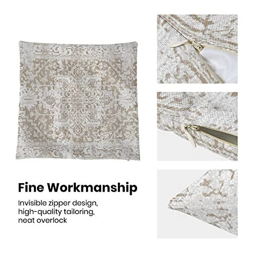 Boho Pillow Covers 18x18 Inch Set 18" x 18" (Pack of 2) Brown Beige White Boho