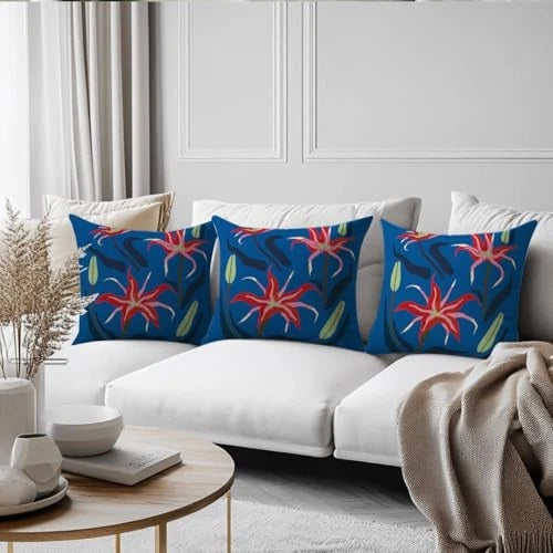 Flowers Pillow Covers 18x18 Pack of 2, Vintage Floral Throw Pillow Covers,