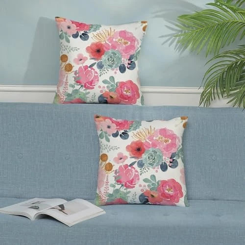 Spring Floral Pillow Covers 20 x 20 Inch Set 20" x 20" (Pack of 2) Pink Flower