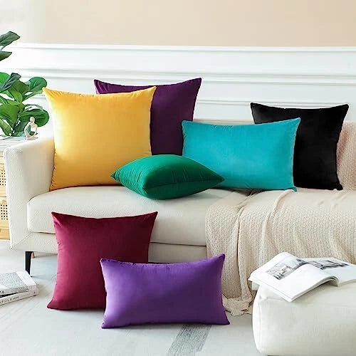 Pack of 2 Velvet Soft Solid Decorative Throw 16x24 Inch (Pack of 2) Black