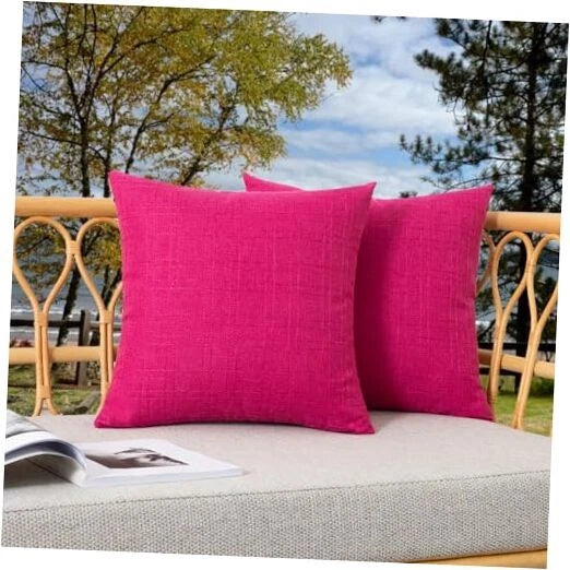 Kevin Textile Pack of 2 Waterproof Pillow Covers 16" x 16" (Pack of 2) Hot Pink