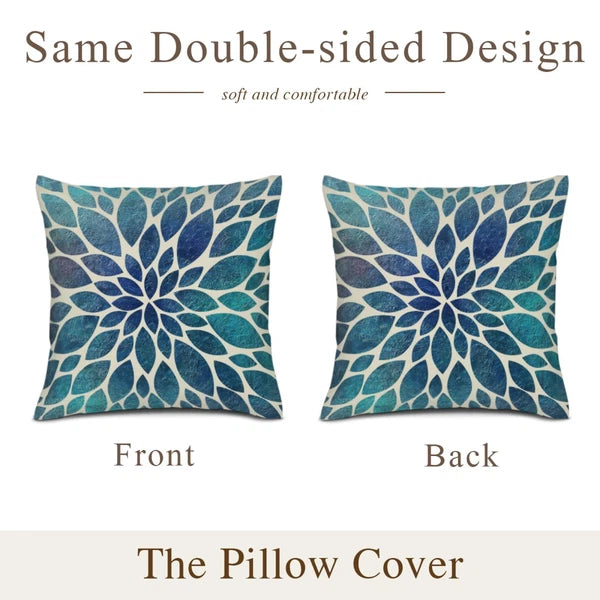 Navy Blue Teal Dahlia Pillow Covers 18X18''Spring Summer Floral Couch Pillow ...