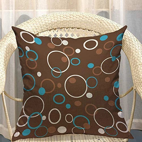 Circle Pattern Throw Pillow Case Dots Circles and Rings Colored Brown Blue