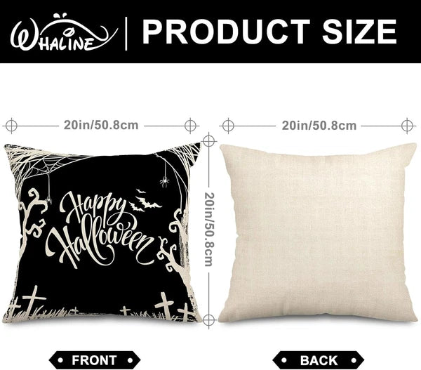 Happy Halloween Pillow Cover 20 X 20 Inch Pumpkin Spider Web Pillow Case Black L
