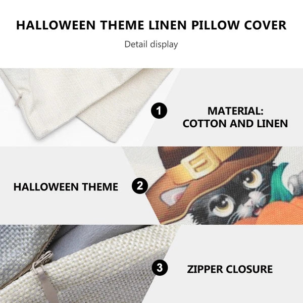 Pumpkin Cat Pillow Cover Child Cushion Halloween Pillowcase Throw