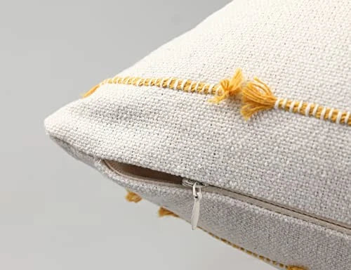 Set of 2 Boho Lumbar Throw Pillow Covers 20" x 12" (Pack of 2) Yellow