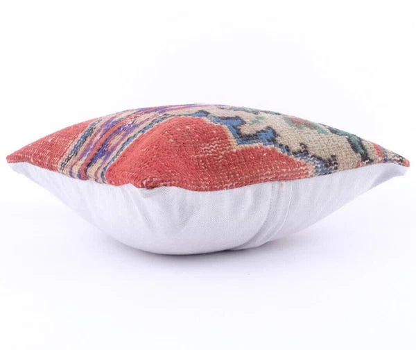 Hand Woven Wool Jute Kilim 16x16 Cushion Cover Indian Vintage Pillows Boho