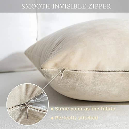 Pack of 2 Cozy Velvet Pillow Covers Square 22" x 22" (Pack of 2) Beige