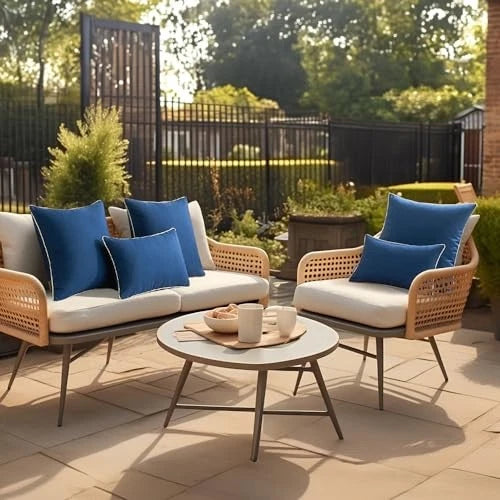 Pack of 2 Outdoor Waterproof Pillow Covers 20" x 12" (Pack of 2) Navy Blue