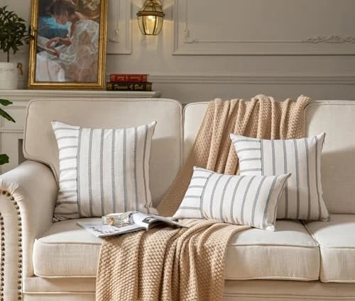 Boho Throw Pillow Covers 12x20 Set of 2 Soft 12" x 20" (Pack of 2) Grey