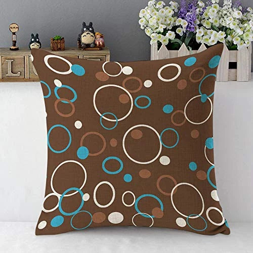 Circle Pattern Throw Pillow Case Dots Circles and Rings Colored Brown Blue