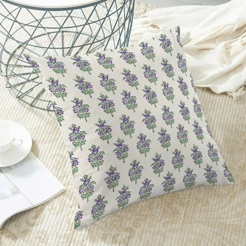 Boho Floral Pillow Covers 18 x 18 Inch, 18" x 18" (Pack of 2) Purple Floral