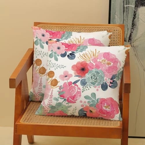 Spring Floral Pillow Covers 20 x 20 Inch Set 20" x 20" (Pack of 2) Pink Flower