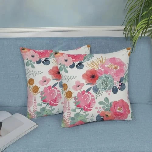 Spring Floral Pillow Covers 20 x 20 Inch Set 20" x 20" (Pack of 2) Pink Flower