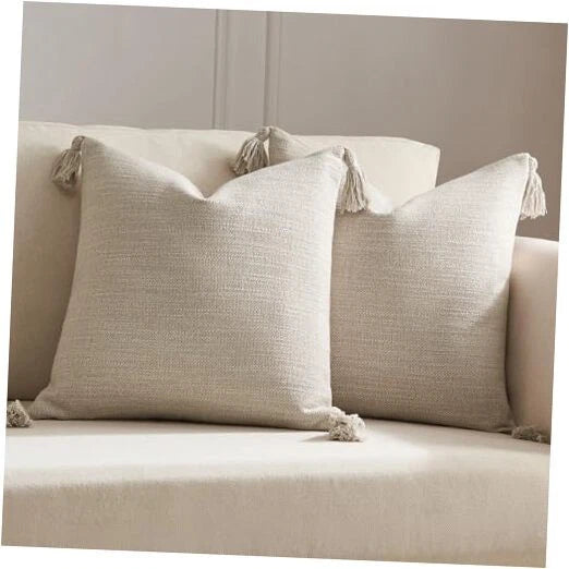Set of 2 Pillow Covers 22 x 22 inches 22" x 22" (Pack of 2) Light Beige