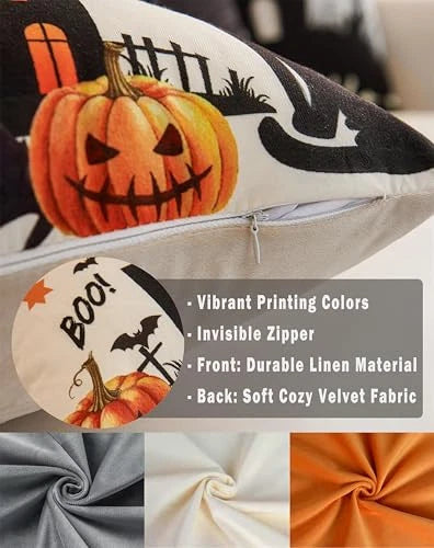 Halloween Velvet Throw Pillow Covers 18x18,Modern Soft Pillowcase Set of