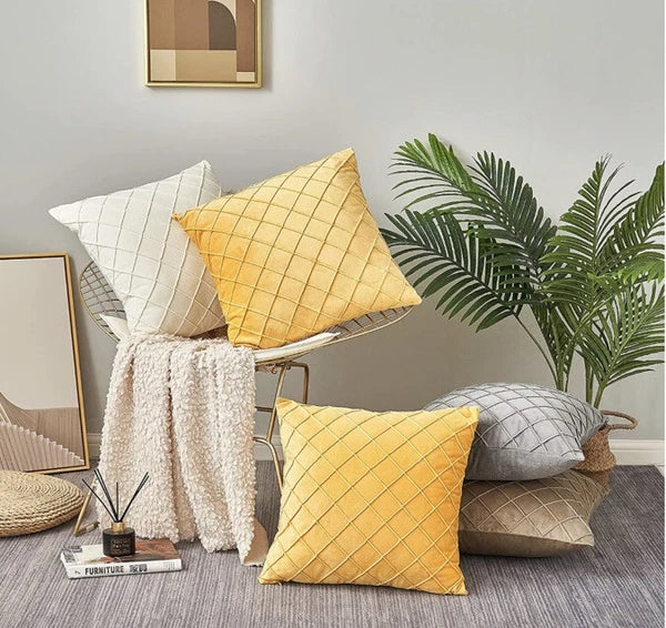 Longhui bedding Velvet Throw Pillow Covers 22*22 Inches Set Of 2 Yellow