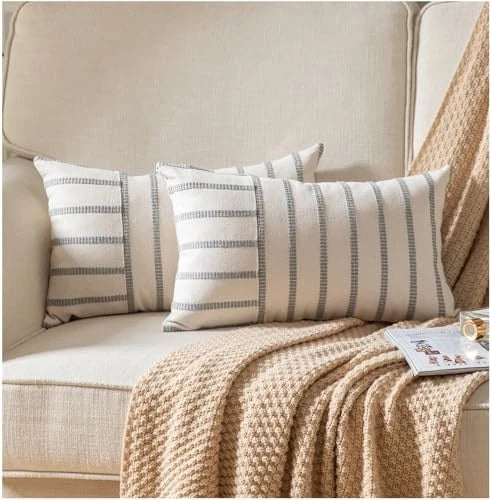 Boho Throw Pillow Covers 12x20 Set of 2 Soft 12" x 20" (Pack of 2) Grey