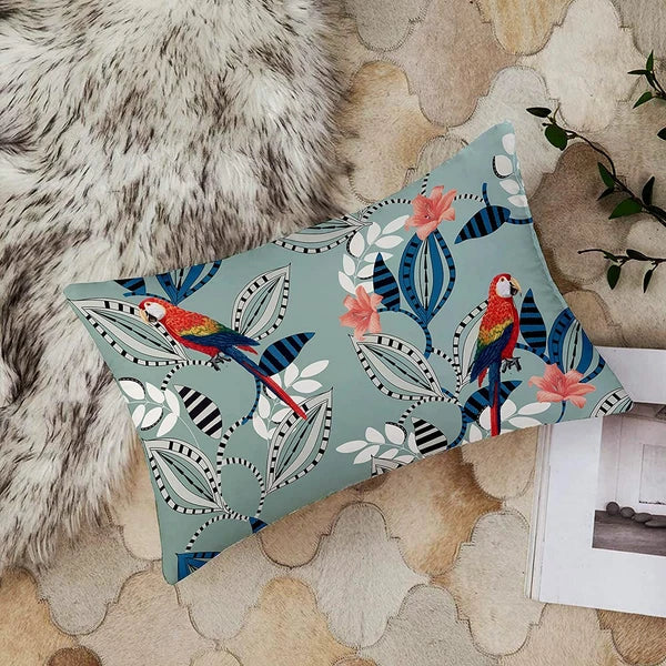 Printed Canvas Cotton Cushion Cover, 12x18 Inches, Set of 2