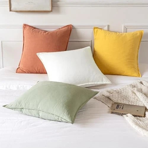 Decorative Linen Pillow Covers 18x18 Inch 18" x 18" (Pack of 2) 2 Light Green