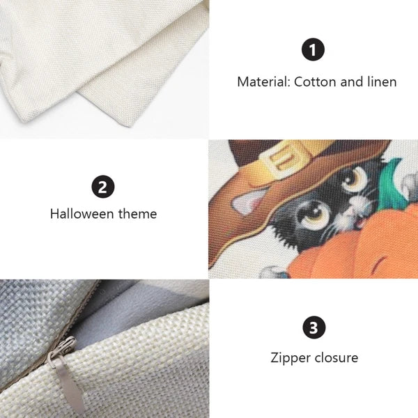 Pumpkin Cat Pillow Cover Child Cushion Halloween Pillowcase Throw