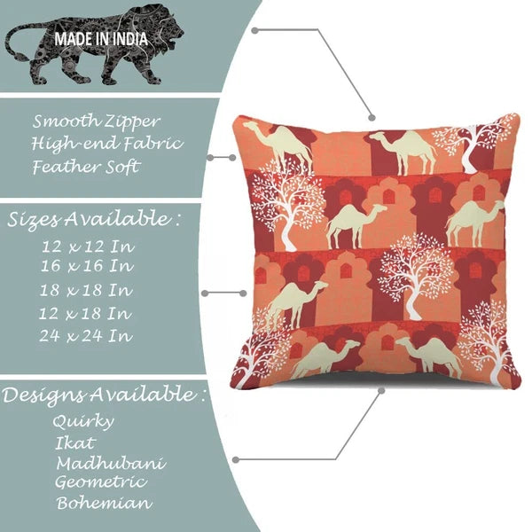 Canvas Cotton Cushion Cover, 12x12 in, Set of 5