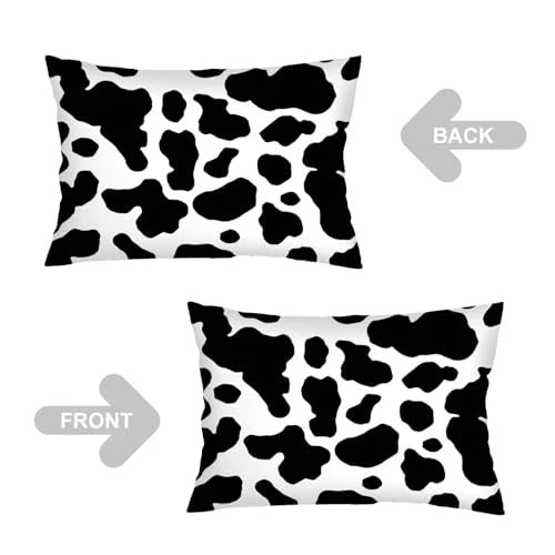 Cow Print Throw Pillow Cover Standard Size Set of 2 Black and White Black White