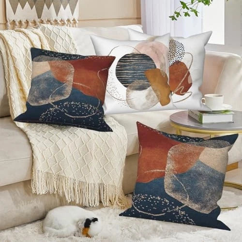 Abstract Boho Throw Pillow Covers 16''x16'' Set of 4, 16" x 16" (Pack of 4)