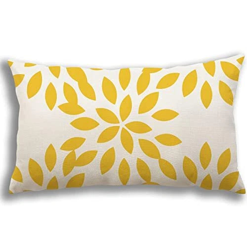 Lumbar Pillow Covers 12x20 Set of 4, Modern Sofa 12x20",Set of 4 A-yellow