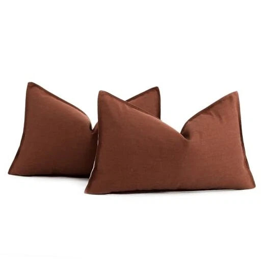 Set of 2 Decorative Cotton Linen Throw Pillow 20" x 12" (Pack of 2) Clay Red