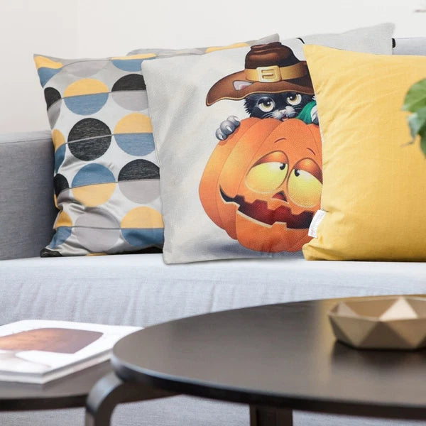 Pumpkin Cat Pillow Cover Child Cushion Halloween Pillowcase Throw