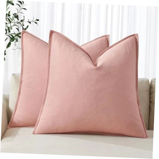 Decorative Linen Pillow Covers0x0 Inch Boho 20" x 20" (Pack of 2) 2 Pink