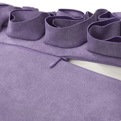 Light Throw Pillow Covers 18x18 Inch Decorative 3D Flower Square Velvet Purple