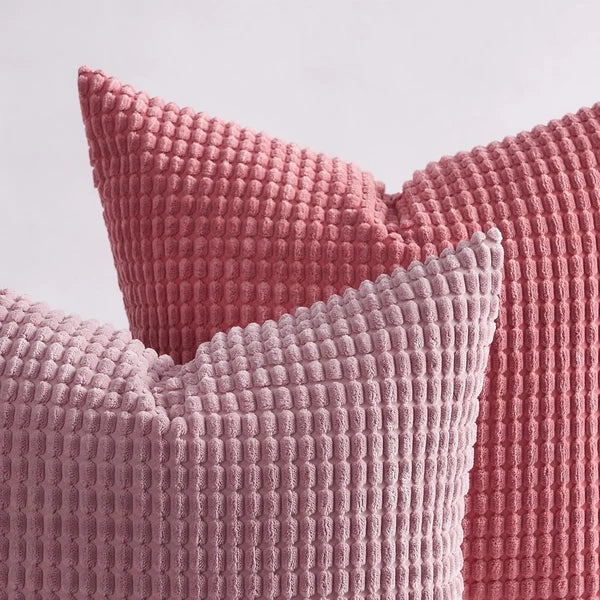 Luxurious 18x18 Blush Corduroy Pillow Covers - Set of 4 for Cozy Living Spaces
