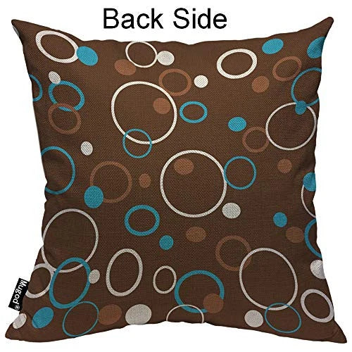 Circle Pattern Throw Pillow Case Dots Circles and Rings Colored Brown Blue