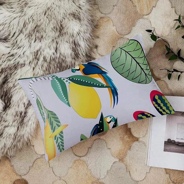 Printed Canvas Cotton Cushion Cover, 12x18 Inches, Set of 2