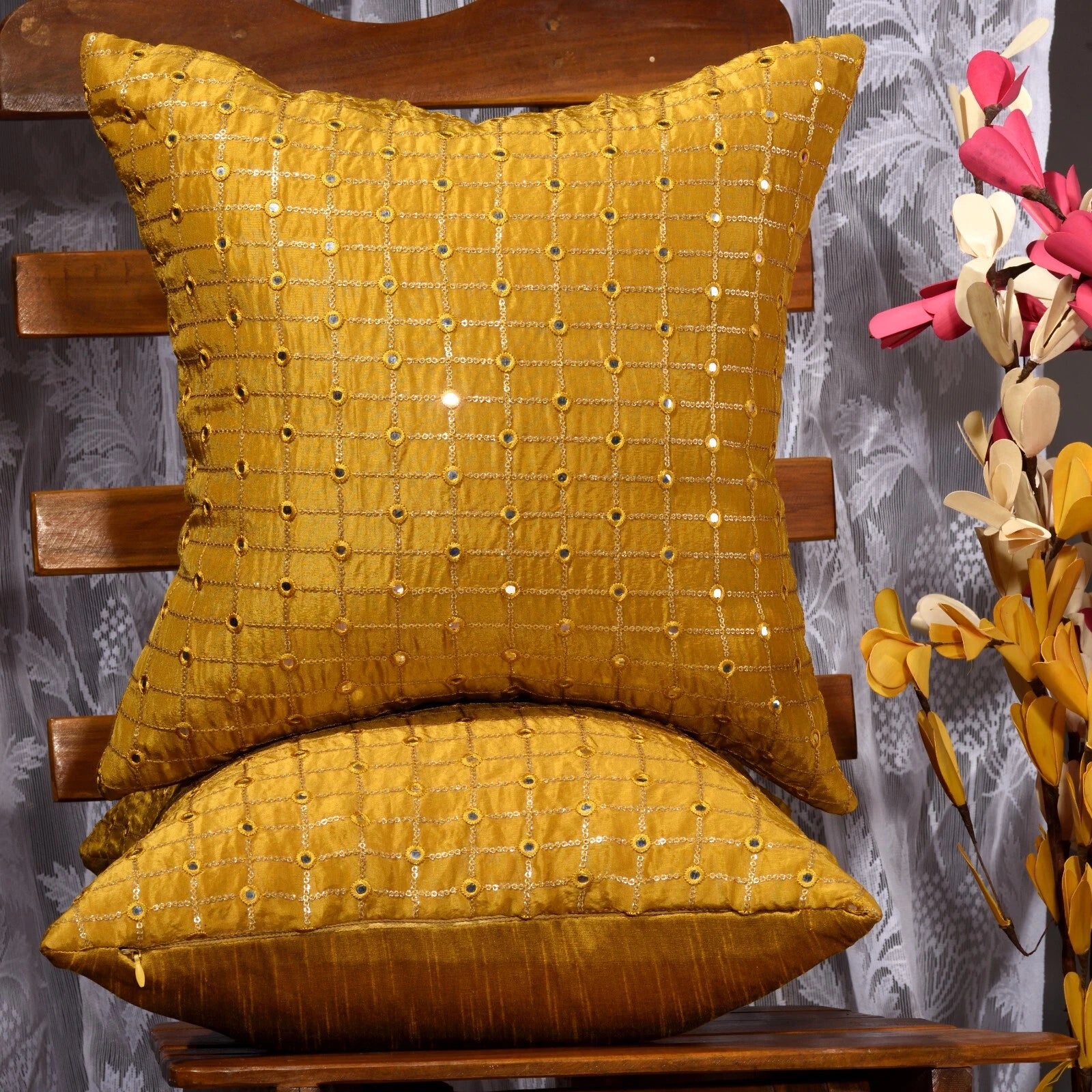 12x12 Living room couch pillow covers gold designer throw pillows for couch 2 pc