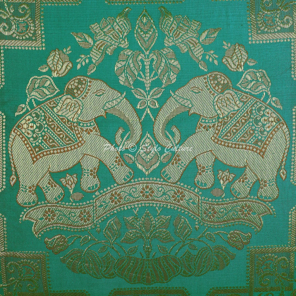 Green Cushion Cover Brocade Jacquard Gypsy Bohemian Tribal Ethnic Hippie Pillow