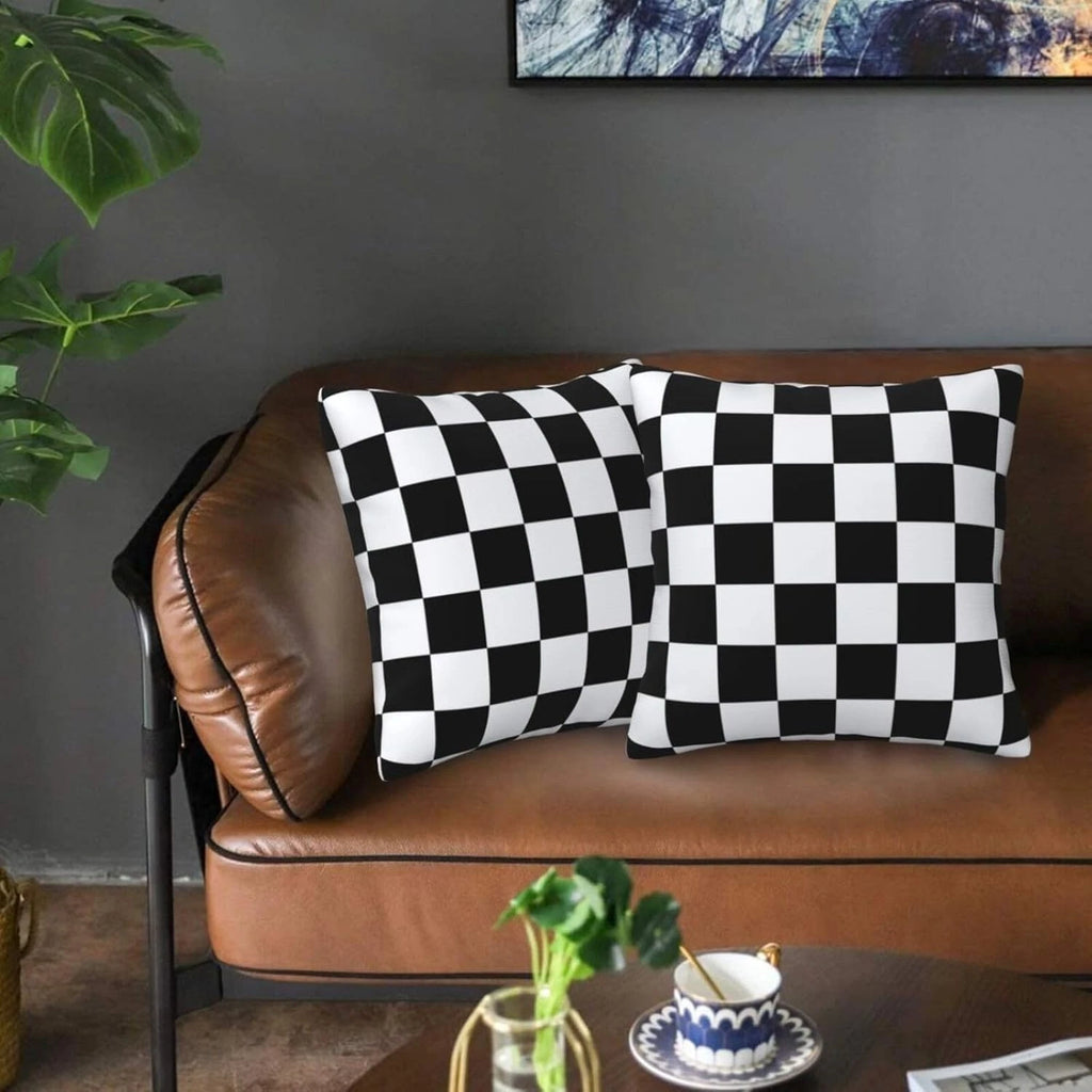 Checkered Pillow Covers 18x18 in 18" x (Pack of 2),