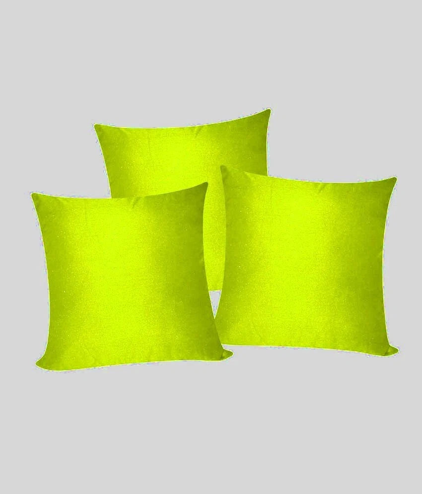 3 x Plain Satin 25x25 Lemon Cushion Cover / Pillow Cases /Sofa Décor