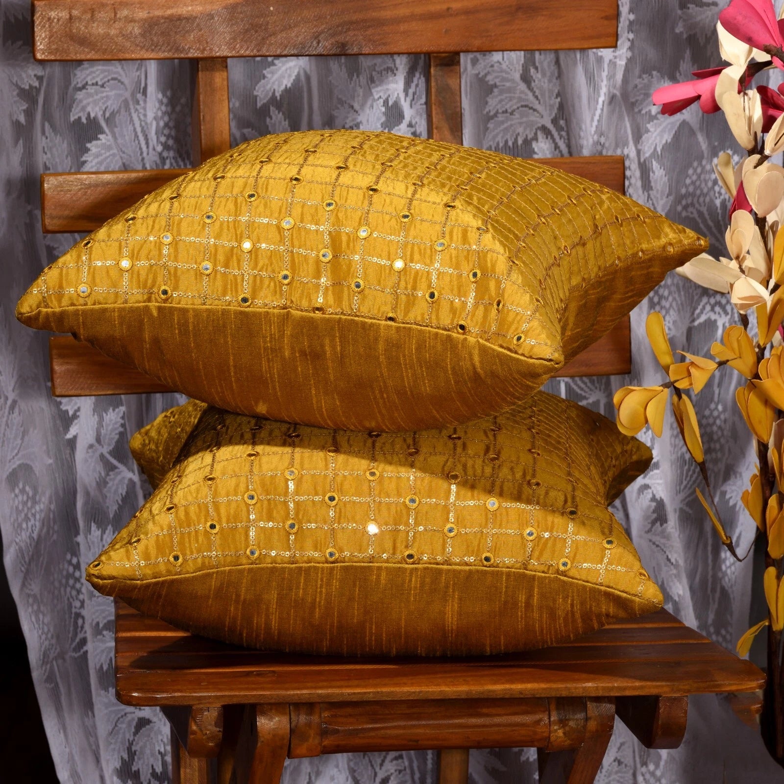 12x12 Living room couch pillow covers gold designer throw pillows for couch 2 pc