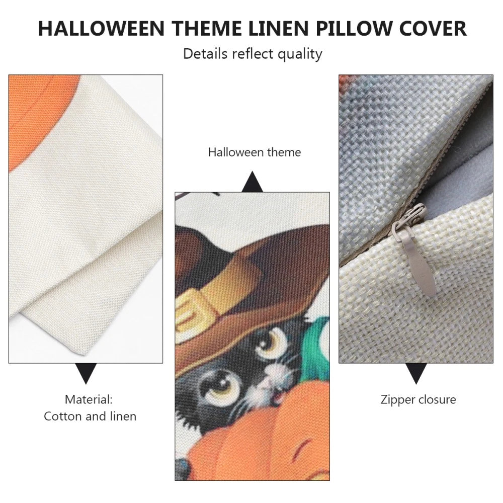 Pumpkin Cat Pillow Cover Child Cushion Halloween Pillowcase Throw
