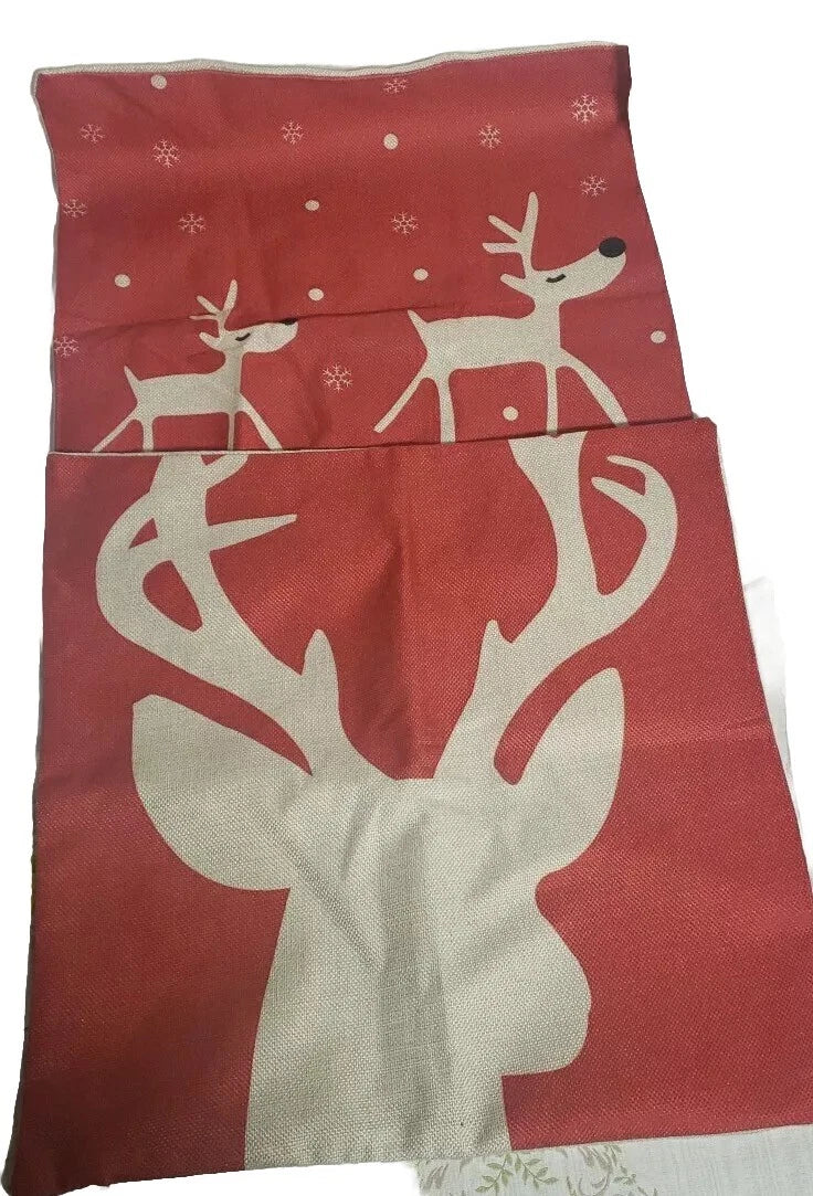 Two  Reindeers Square Throw Pillow Case Sets 17.5 Inches Decorative Sofa Cushion
