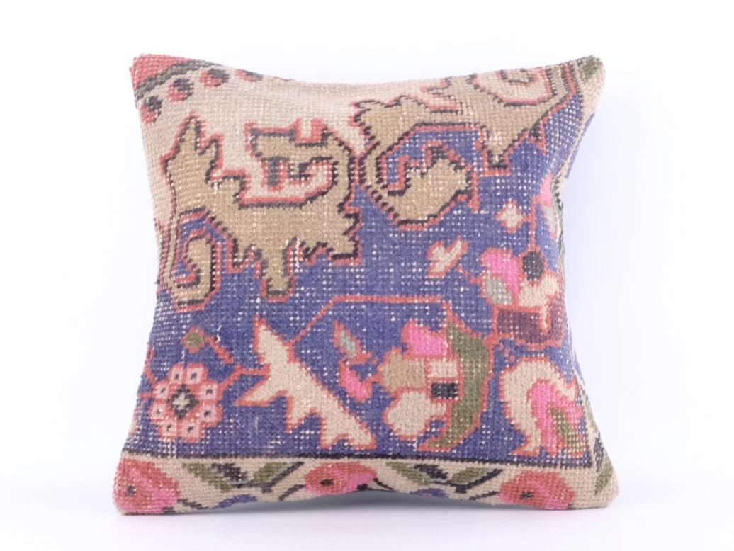 Wool Jute Cushion Cover Throw Indian Vintage Handmade Kilim Pillows case 16 Inch