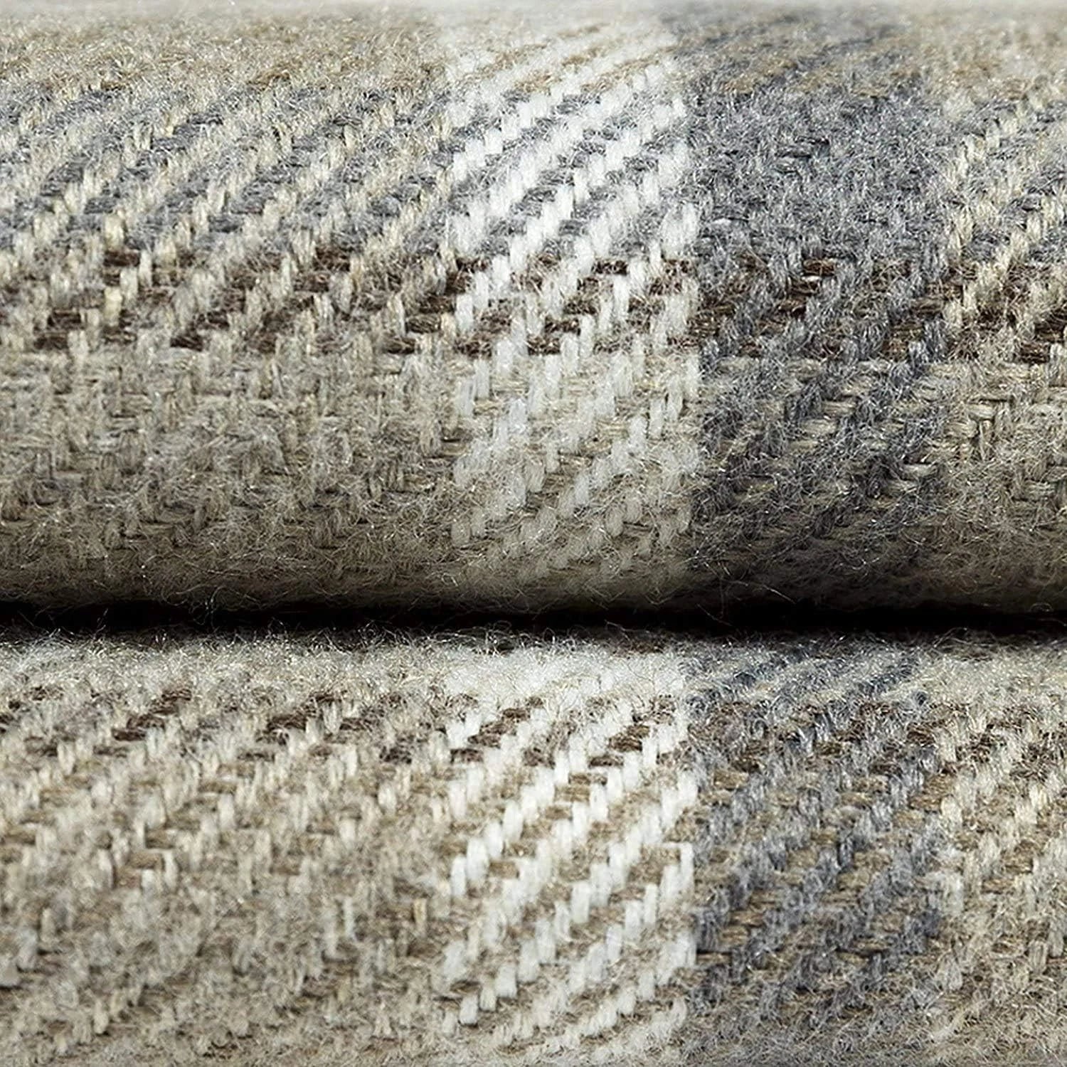 Decorative Throw Pillow Cover Beige Tartan 17x17 for Ranch and Country