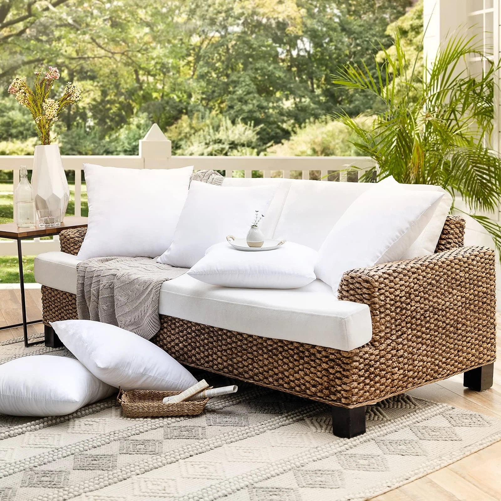 Water Resistant 12x20 Outdoor Pillow Inserts - 2 Pack Decorative Cushions