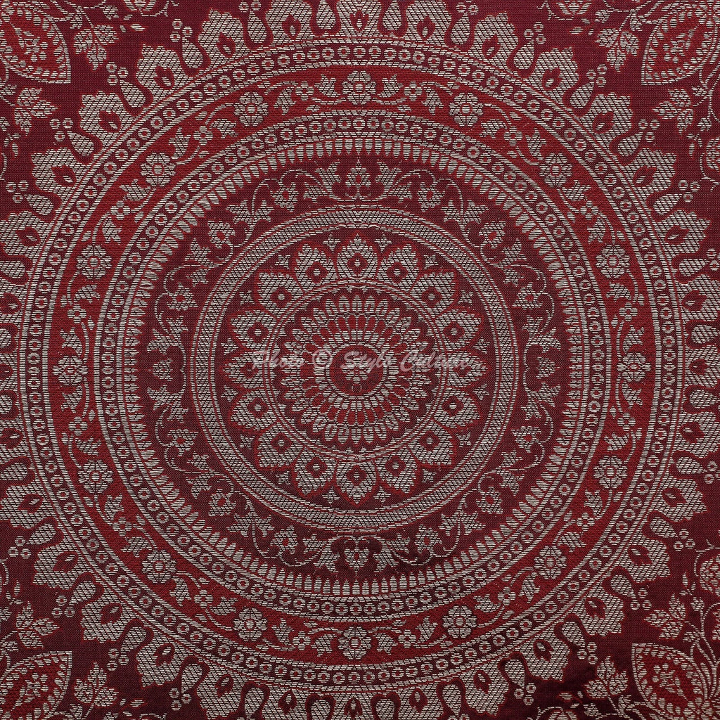 Red Cushion Cover Brocade Jacquard Gypsy Handmade Ethnic Tribal Hippie Pillow