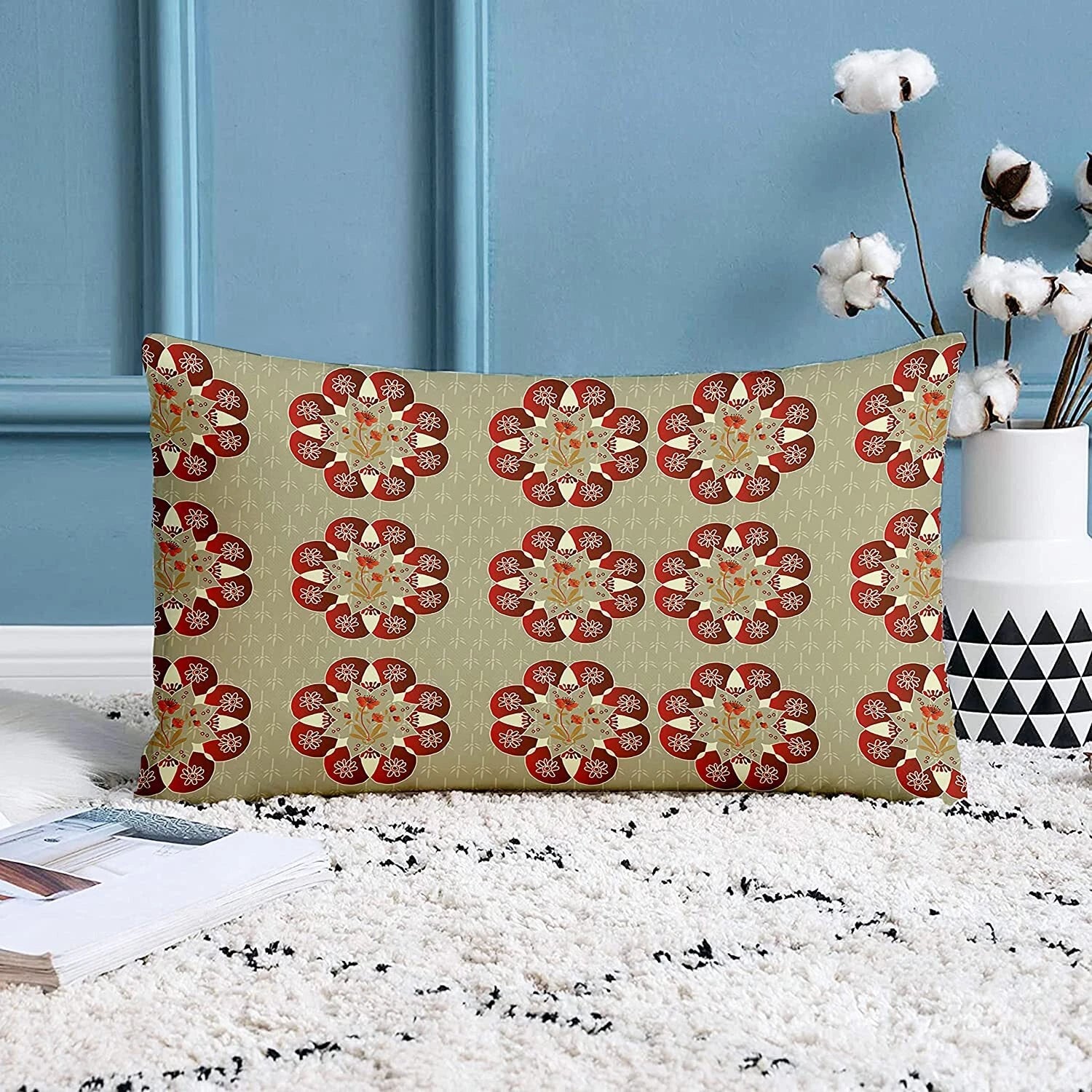 Cotton Cushion Cover, 12x18 in, Set of 2